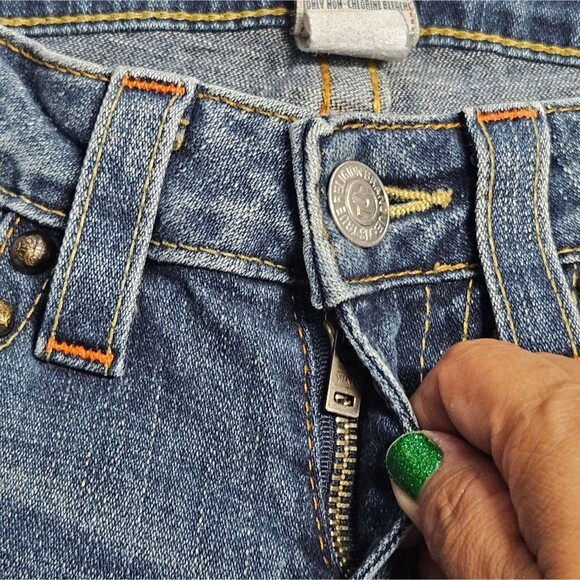 True Religion Billy Jeans Womens 30 Studs Details Flaps Pockets Low Rise Y2K - Picture 8 of 15